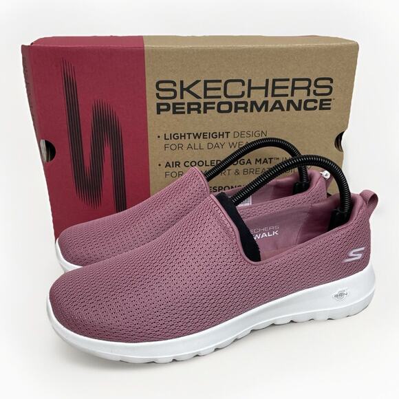 Skechers Womens 9.5 Go Walk Joy Aurora Slip On Sneakers Mauve Mesh Lightweight - Picture 1 of 7